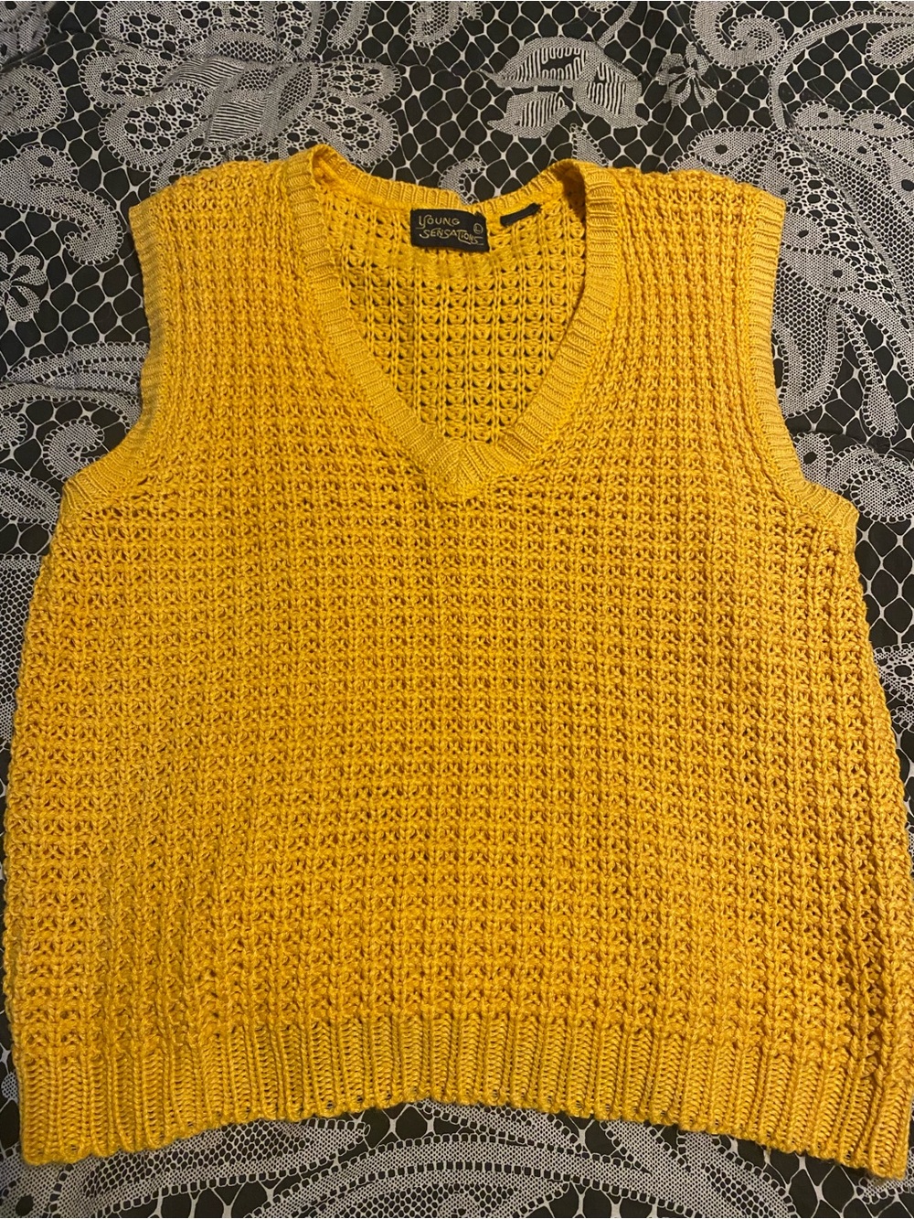 Women's Yellow V-Neck Knit Sweater Vest